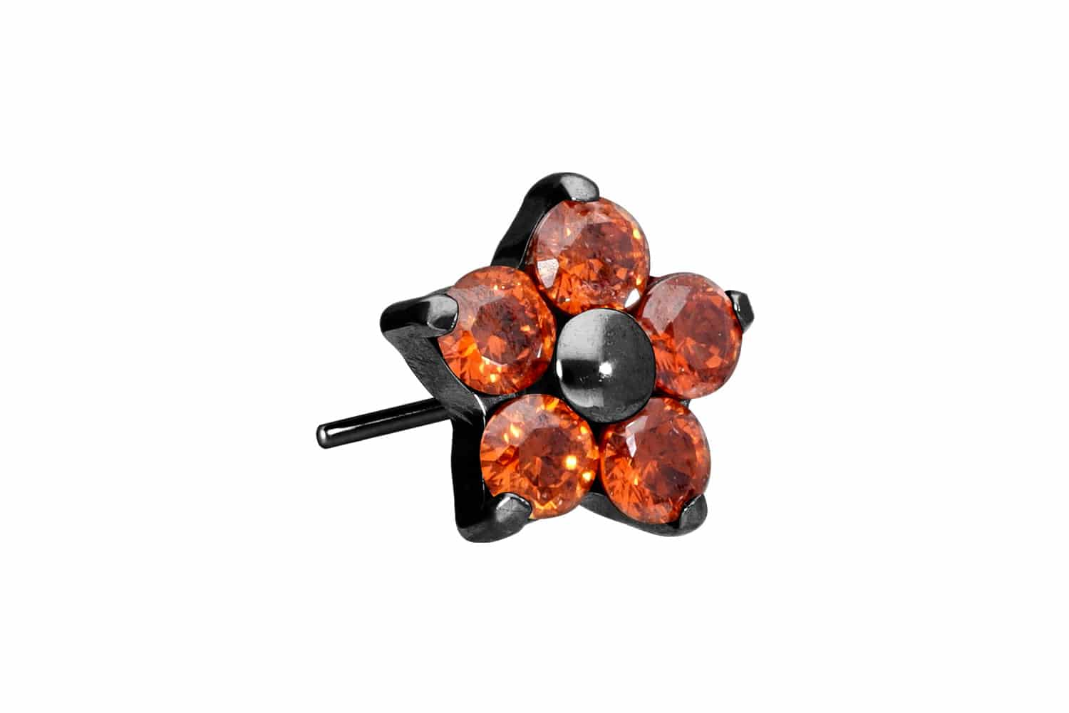Titan Aufsatz mit Push Pin KRISTALLBLUME von Piercingline